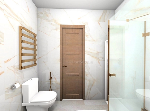 Дизайн-проект ванной комнаты - керамогранит Pamesa Calacata Gold