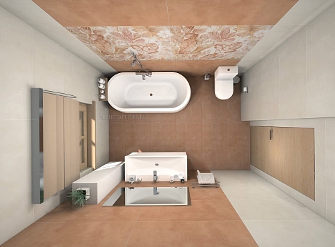  Дизайн-проект ванной комнаты - керамогранит Pamesa Tendenza и Eleganza