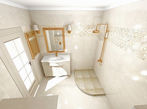 Дизайн-проект ванной комнаты - плитка Ibero Selecta