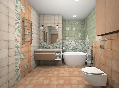 Дизайн-проект ванной комнаты - керамогранит Mainzu Bottega