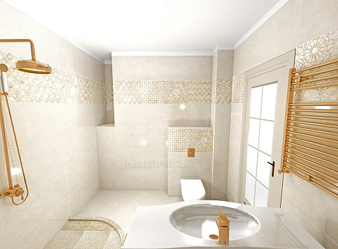 Дизайн-проект ванной комнаты - плитка Ibero Selecta